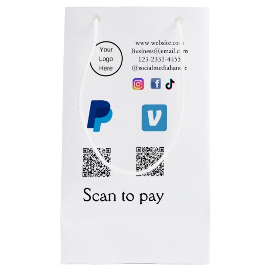 Petit Sac Cadeau Q R code PayPal venmo scanner payer ajouter médias (Devant)