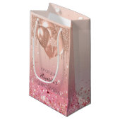 Petit Sac Cadeau Quinceanera rose rose rose or parties scintillant (Devant Angle)