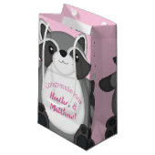 Petit Sac Cadeau Raccoon Baby shower rose (Devant Angle)