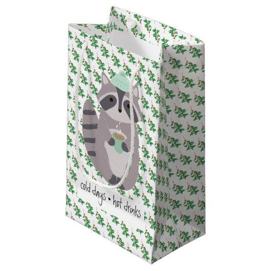 Petit Sac Cadeau Racoon With A Hot Drink (Devant Angle)
