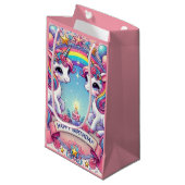 Petit Sac Cadeau Rainbow Royalty Unicorns (Devant Angle)
