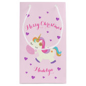 Petit Sac Cadeau Rainbow Unicorn Noël Parties scintillant rose (Dos)