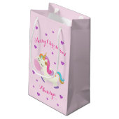 Petit Sac Cadeau Rainbow Unicorn Noël Parties scintillant rose (Dos Angle)