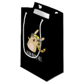 Petit Sac Cadeau Rap-bun-zel Funny Bunny Pun Dark BG (Devant Angle)