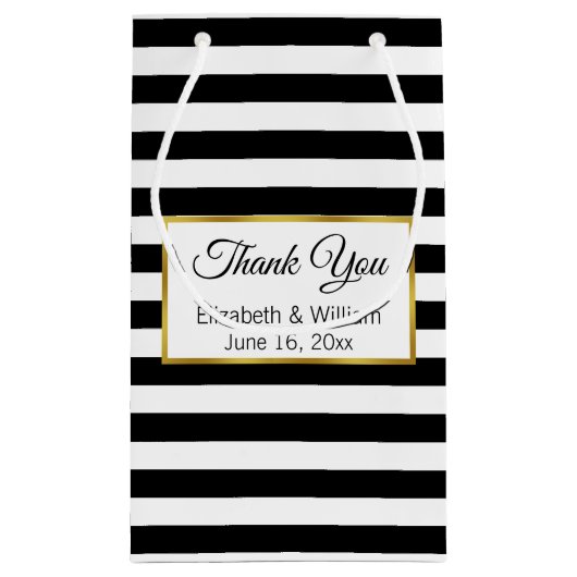 Petit Sac Cadeau Rayé noir et blanc des textes faits sur commande (Dos)