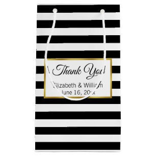 Petit Sac Cadeau Rayé noir et blanc des textes faits sur commande