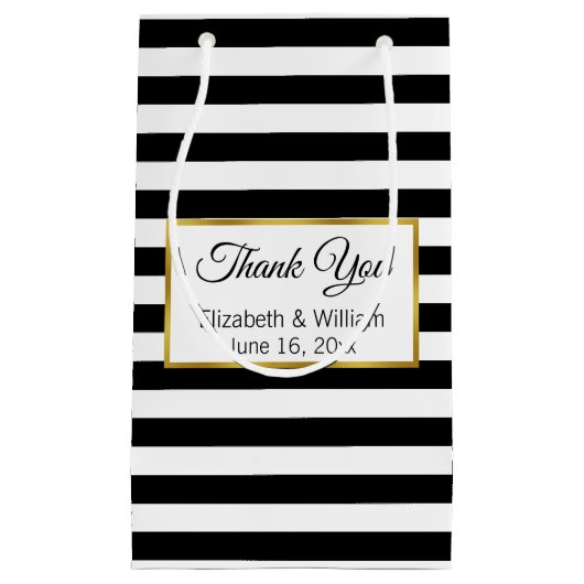 Petit Sac Cadeau Rayé noir et blanc des textes faits sur commande (Devant)