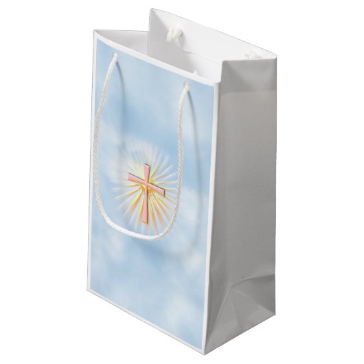 Petit Sac Cadeau Rayons de lumière de la Croix Religieuse (Dos Angle)