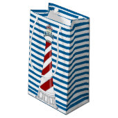 Petit Sac Cadeau Rayure horizontale bleue et blanche de poulpe (Dos Angle)