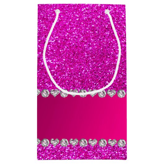 Petit Sac Cadeau Rayure rose au néon nommée faite sur commande de (Dos)