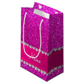 Petit Sac Cadeau Rayure rose au néon nommée faite sur commande de (Devant Angle)