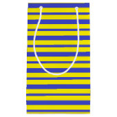 Petit Sac Cadeau Rayures bleues et jaunes épaisses et minces (Devant)