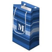 Petit Sac Cadeau Rayures bleues monogramme (Dos Angle)