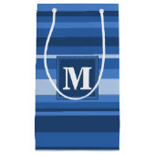 Petit Sac Cadeau Rayures bleues monogramme (Devant)
