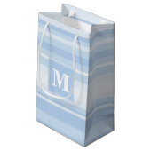 Petit Sac Cadeau Rayures de bleus layette de monogramme (Dos Angle)