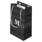 Petit Sac Cadeau Rayures de charbon de monogramme (Dos Angle)