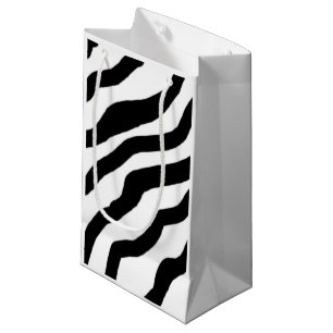 Petit Sac Cadeau Rayures de zèbre noir et blanc