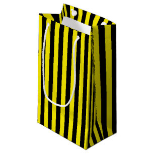 Petit Sac Cadeau Rayures noires et jaunes verticales