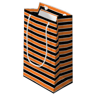 Petit Sac Cadeau Rayures oranges et noires et blanches