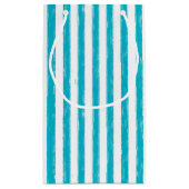 Petit Sac Cadeau Rayures peintes turquoise girly Monogramme et nom (Dos)