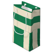 Petit Sac Cadeau Rayures vert foncé et blanc cassé (Dos Angle)