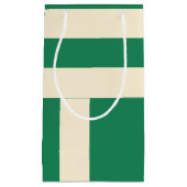 Petit Sac Cadeau Rayures vert foncé et blanc cassé (Devant)