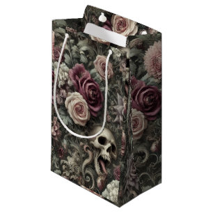 Petit Sac Cadeau Reaping in the Rose - Gothic Floral Skull