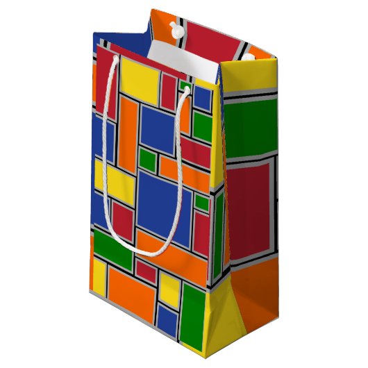 Petit Sac Cadeau Rectangles colorées (Devant Angle)