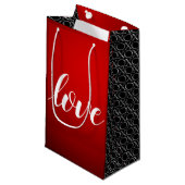 Petit Sac Cadeau Red Black Gradient Embossé XOXO Amour manuscrit (Devant Angle)