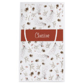 Petit Sac Cadeau Red Boho Woodland Winterberry Monogram (Devant)