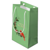 Petit Sac Cadeau Red cardinal Bird Holly Berry Christmas (Dos Angle)