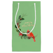Petit Sac Cadeau Red cardinal Bird Holly Berry Christmas (Devant)