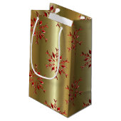 Petit Sac Cadeau Red Christmas Stars on Gold (Dos Angle)