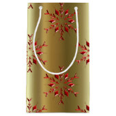 Petit Sac Cadeau Red Christmas Stars on Gold (Devant)