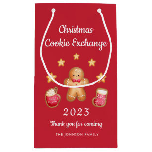 Petit Sac Cadeau Red Cute Gingerbread Man Christmas Cookie Exchange