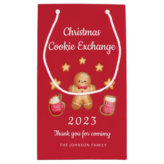 Petit Sac Cadeau Red Cute Gingerbread Man Christmas Cookie Exchange (Dos)