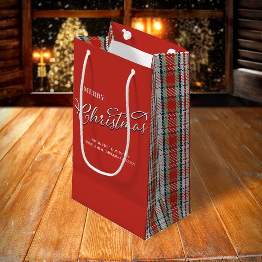 Petit Sac Cadeau Red Green Plaid Joyeux Noël personnalisé