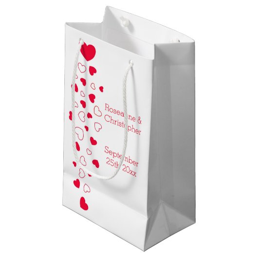 Petit Sac Cadeau Red Hearts Design Valentines Day Mariage (Devant Angle)