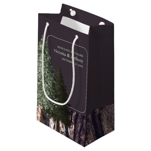 Petit Sac Cadeau Redwoods & Bark, Mariage rustique Favor (Devant Angle)