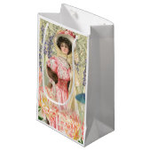 Petit Sac Cadeau Regency de femme victorienne rose (Devant Angle)