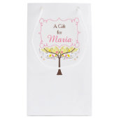 Petit Sac Cadeau Remerciements de Fiançailles Fleuris Oiseaux Rose  (Dos)