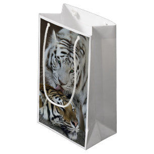 Petit Sac Cadeau Repos blanc et Brown de tigres