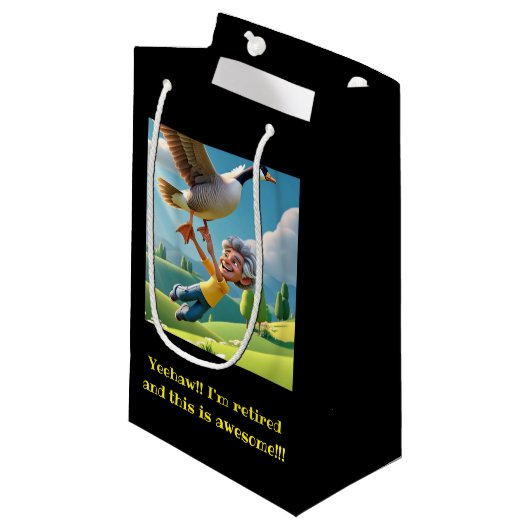 PETIT SAC CADEAU " RETRAITÉ ET HEUREUX " (Devant Angle)