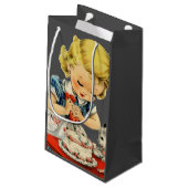 Petit Sac Cadeau Rétro Anniversaire Fille Cake Cat Enfants Artwork (Dos Angle)