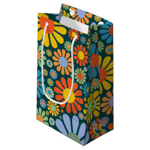 Petit Sac Cadeau Rétro de fleurs motif les années 70
