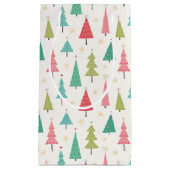 Petit Sac Cadeau Retro Joyeux arbres de Noël Fun Motif de vacances (Devant)