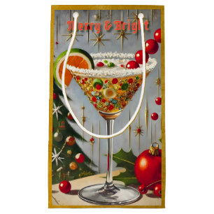 Petit Sac Cadeau Retro les années 50 Merry Bright Christmas Candy C