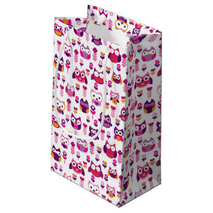 Petit Sac Cadeau rétro motif coloré d'oiseau de hibou