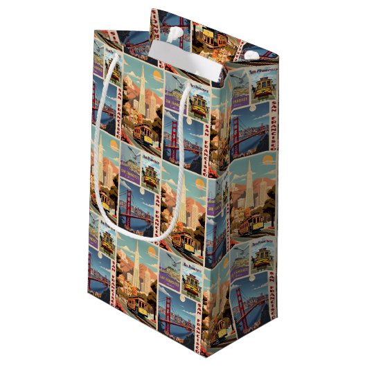 Petit Sac Cadeau Retro San Francisco Patchwork (Dos Angle)