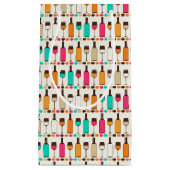 Petit Sac Cadeau Rétros bouteilles et verres de vin (Devant)